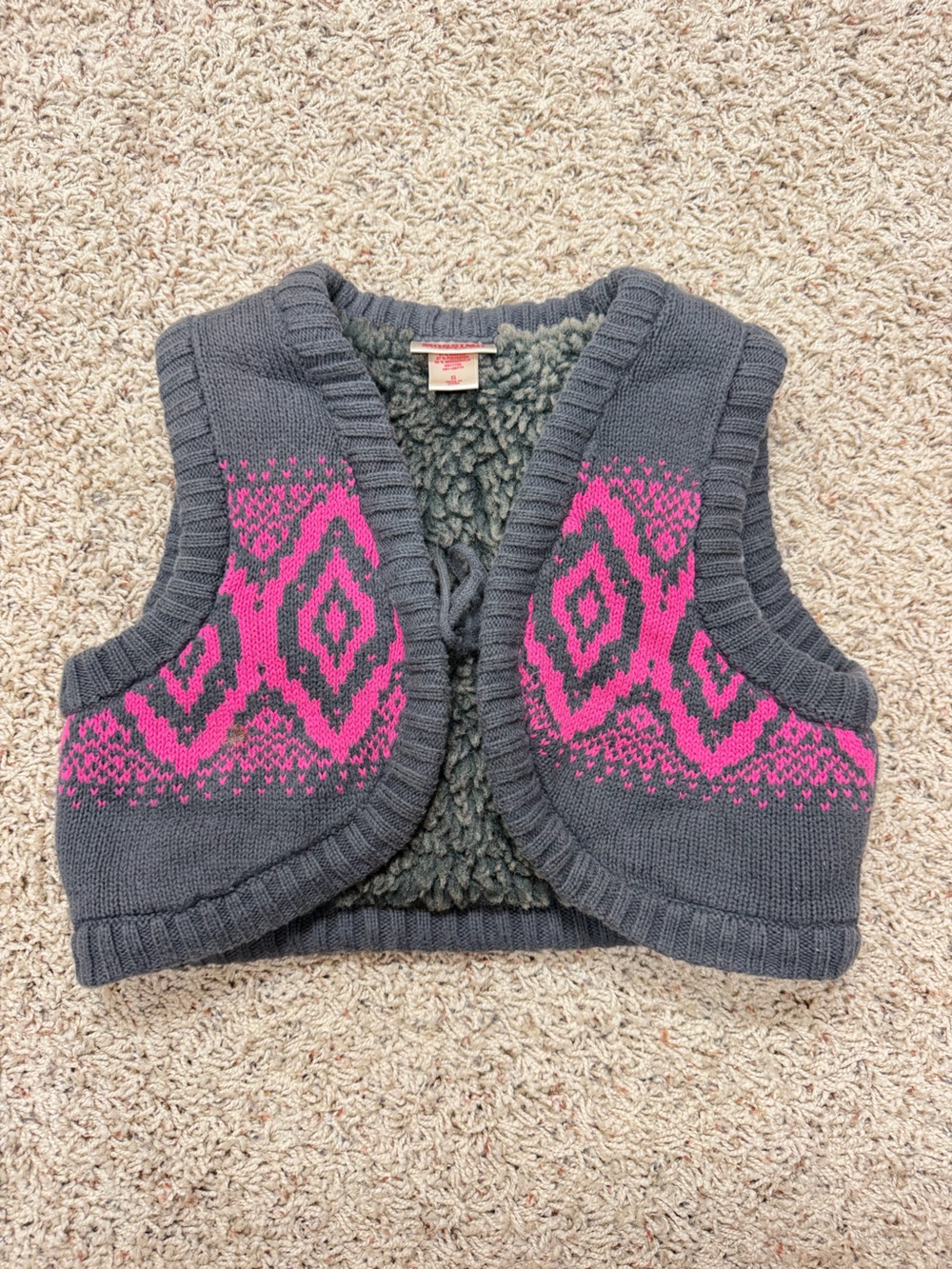Mossimo Supply Co. Gray & Hot Pink Patterned Knit Sweater Vest